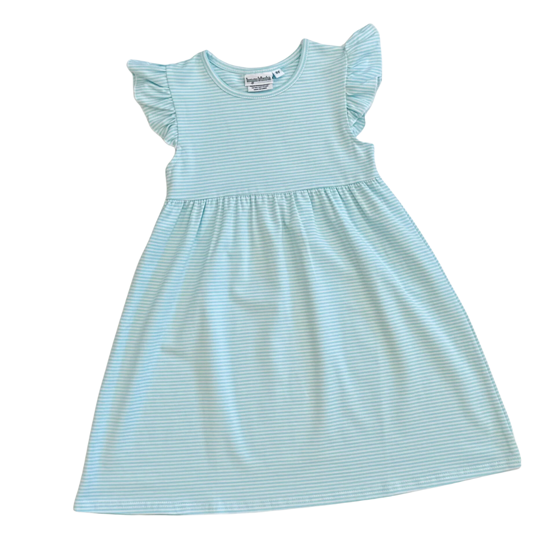 Knit Stripe Flutter Sleeve Dress