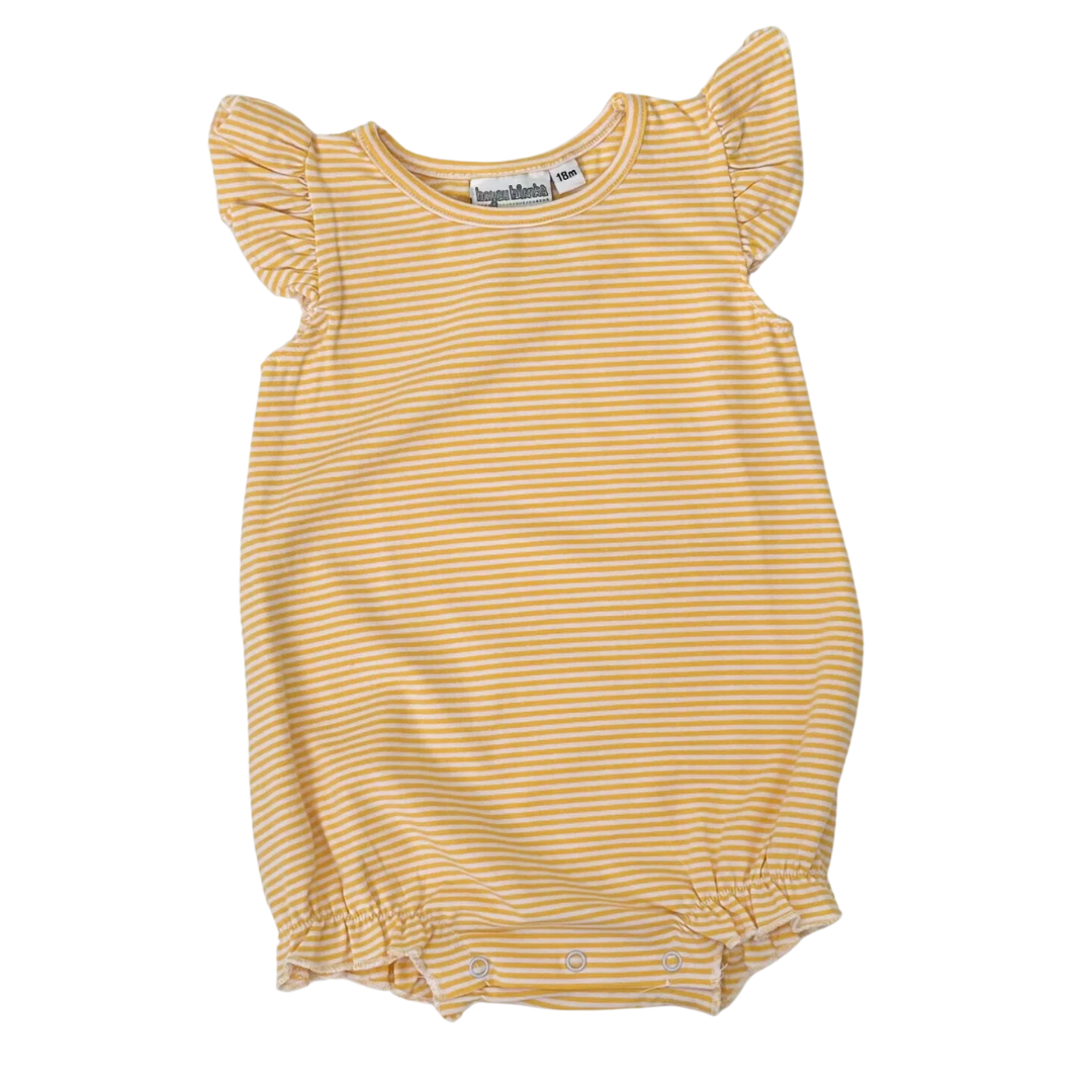 Knit Stripe Flutter Sleeve Bubble