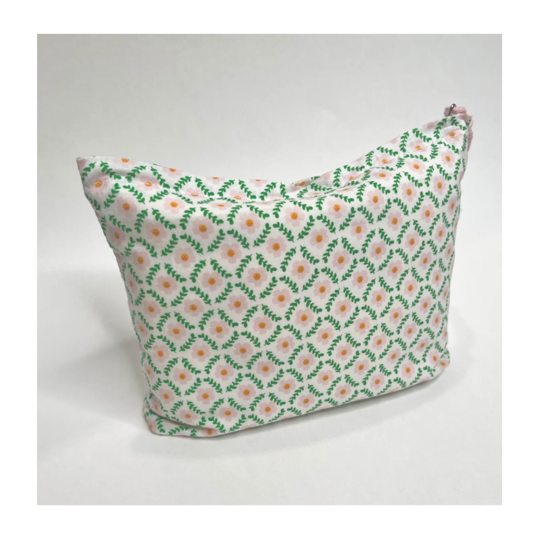 Green & Pink Flower Accessory Bag