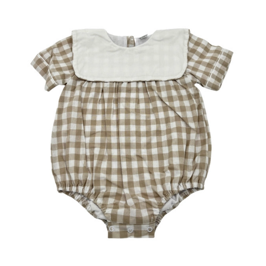 Gingham Bib Bubble-Khaki