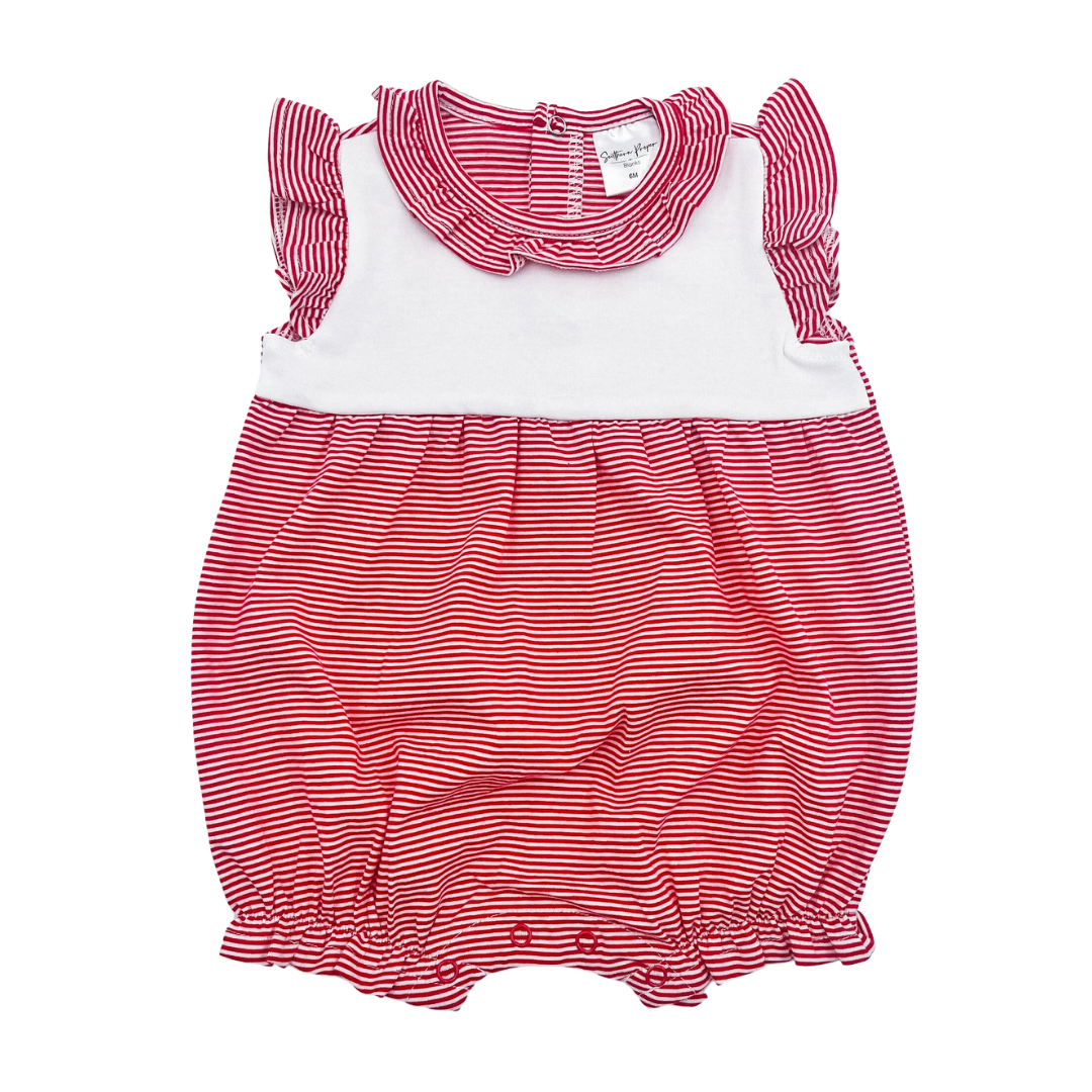 Red Striped Girl Ruffle Romper