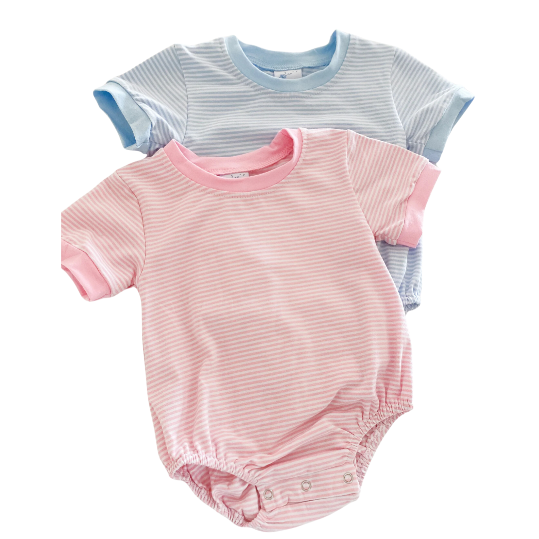 Short Sleeve Striped Tshirt Bubble-Pink & Blue